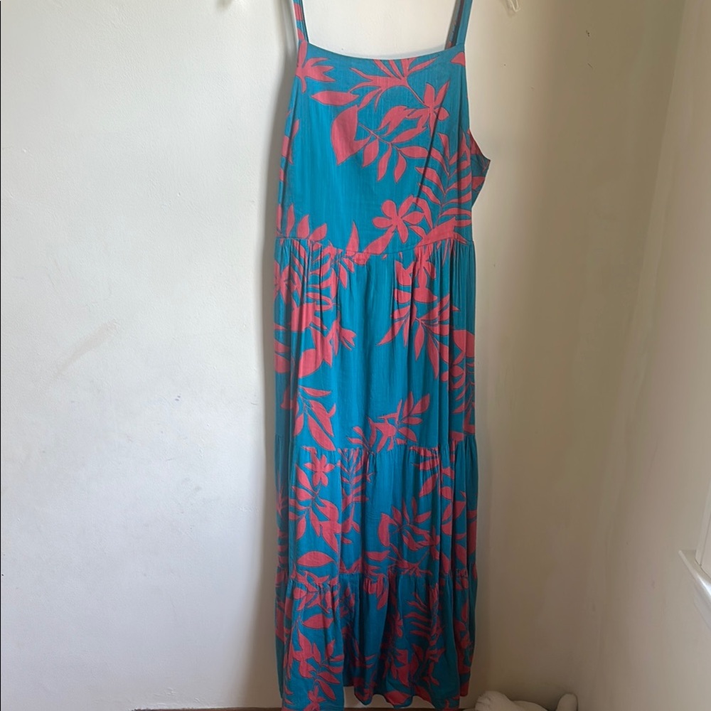 Old Navy Blue and Salmon Spaghetti Strap Sundress